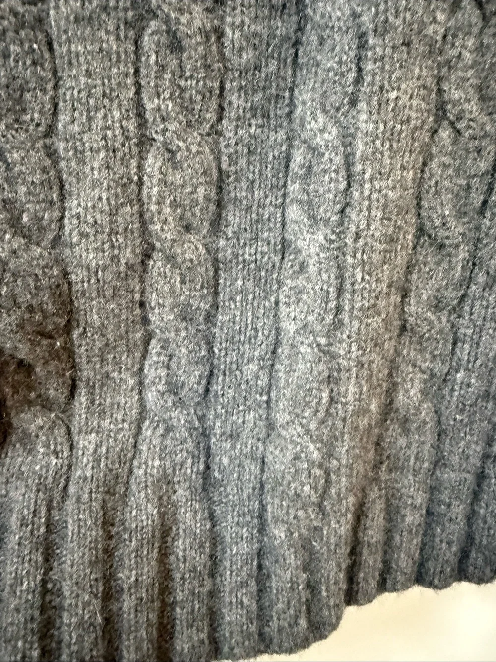 J.Crew men’s cable knit turtleneck sweater gray XL angora lambswool blend cozy
